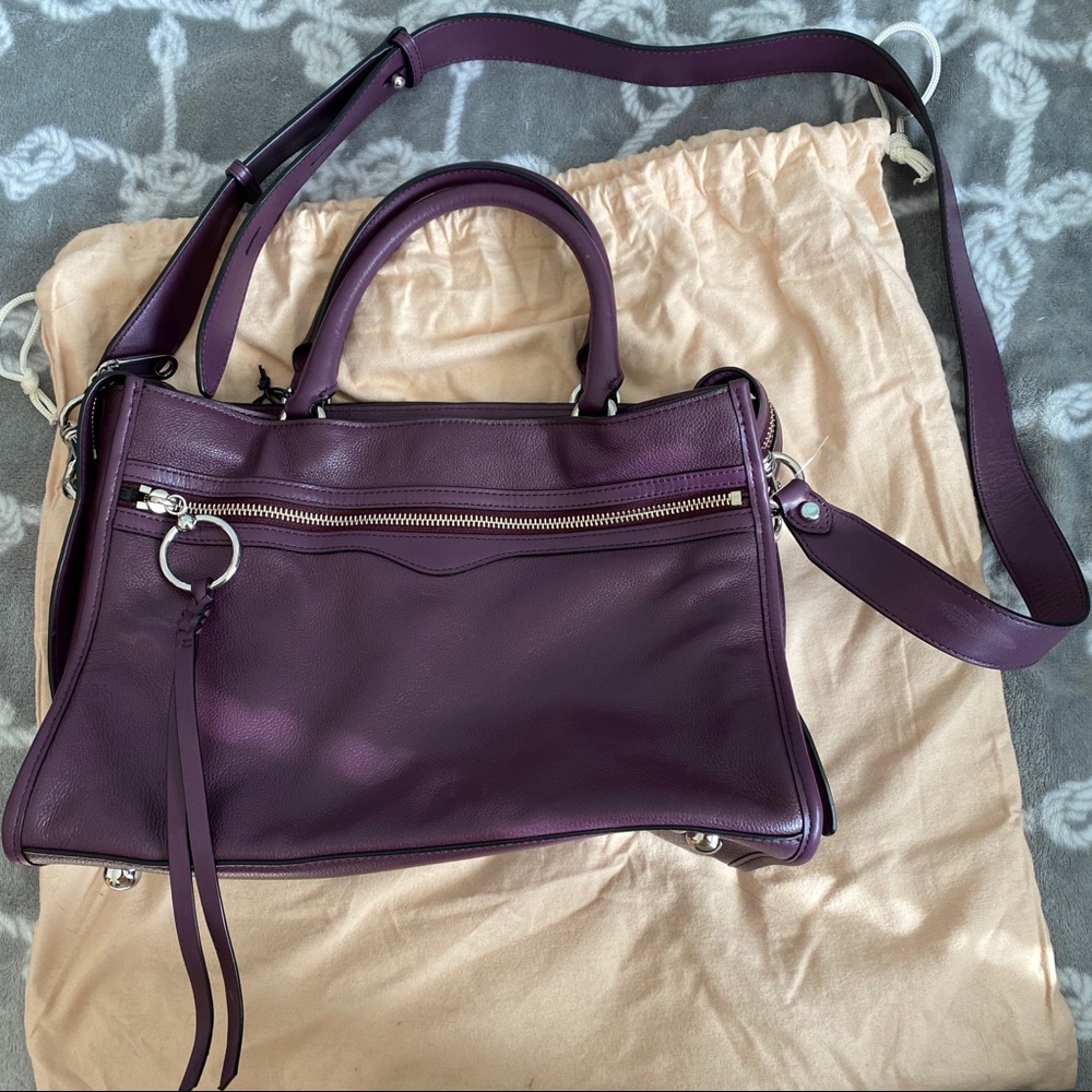Rebecca Minkoff Plum Leather Satchel with Detachable Strap